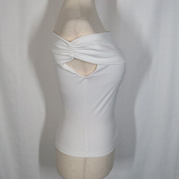 OGL White Soft Stretchy Off The Shoulder Padded Brami Top Size Medium - Picture 5 of 9